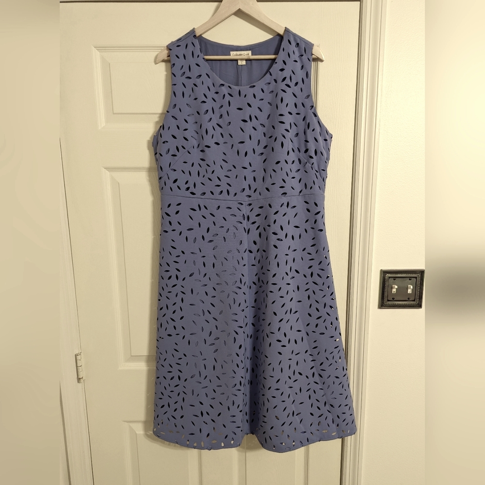 Coldwater Creek  purple dress eyelet/cutout sleeveless fit and flare size XL